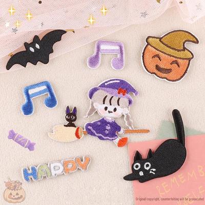 Patch brodé original de fille de dessin animé d'Halloween - Accessoire de vêtement autocollant DIY
