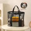 Nylon Hollow Out Handbag Zipper Swimming Tote Bag Soild Color Mesh Beach Bag  Travel