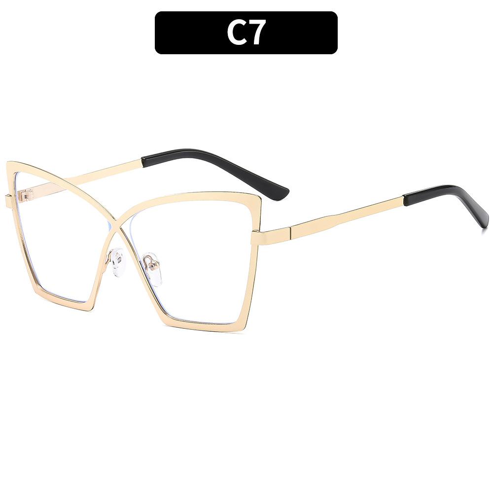 New Large Frame Metal Anti Blue Light/sunglasses Non Prescription Flat Glasses Fashionable Retro Eyeglass Frame