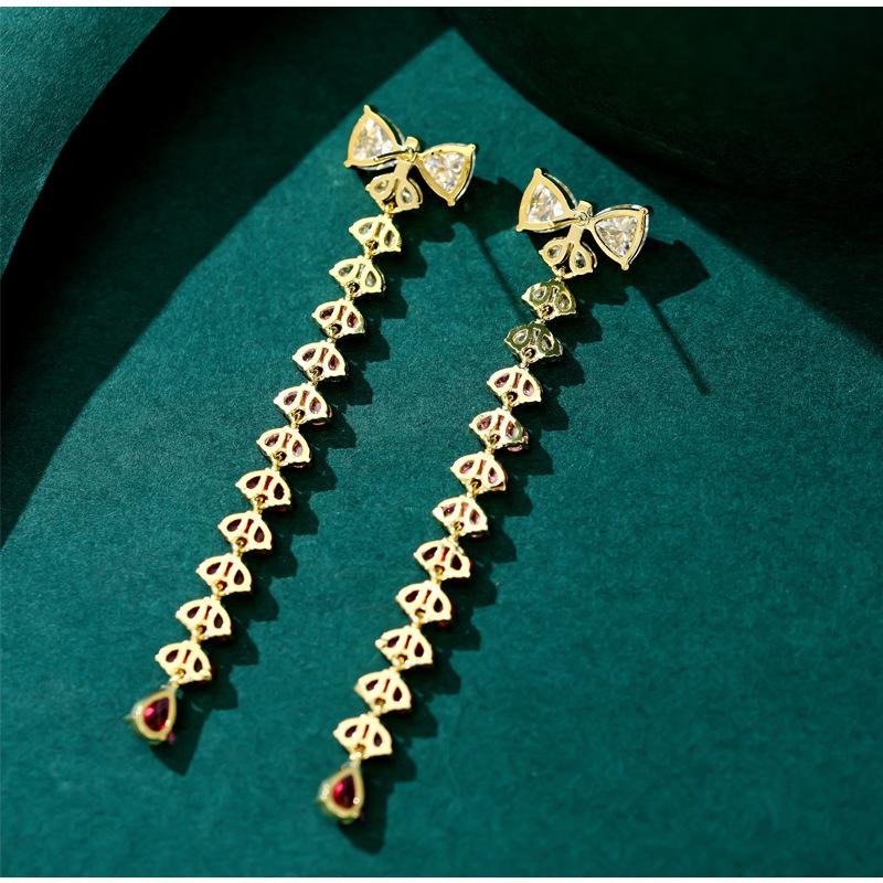 Tie Tassel Dangle Earrings Shining Cubic Zirconia Statement Earings Birthday Gifts Women Fashion Jewelry