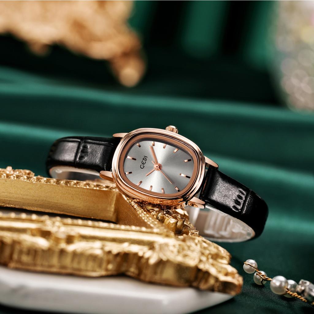 Retro Simple Oval Student Watch Niche Premium Waterproof Women'S Watch Genuine Leather Quartz Women'S Watch