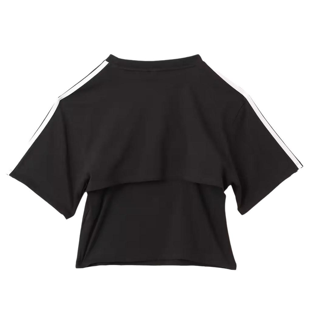 adidas Originals Damen Cutout Cali T-Shirt Zweiteilig Kurzarm Oberteil Schwarz Weiß Damen JD0042