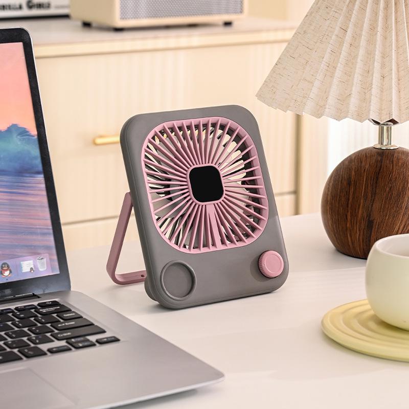 

Ultra-Thin Digital Display Small Desktop Fan - Cartoon Gift Edition Desktop серый/фиолетовый