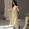 Modal nightdress women's summer new cool ice silk suspender sexy nightdress with chest pad pajamas loungewear summer