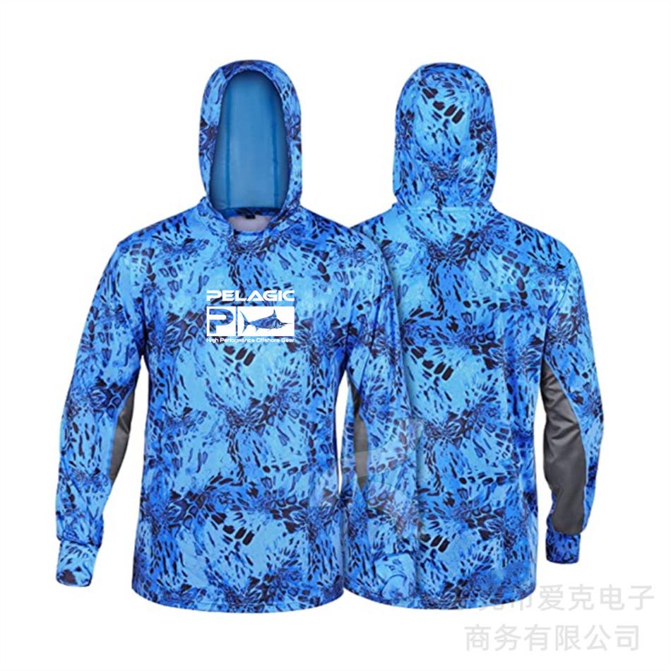 Pelagic Fishing Clothing Summer Camouflage Sunscreen Clothing Breathable Hooded Fishing Sportswear Quick-drying T-shirt Available