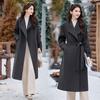 Women's Woolen Lapel Coat - Extra Long, Cotton-Padded Warmth for Autumn & Winter (HR1020)