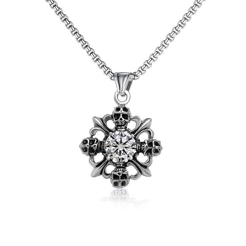 

Модное ретро ожерелье с подвеской в виде черепа с готическим узором из циркона, подарок для моего парня 4*4CM