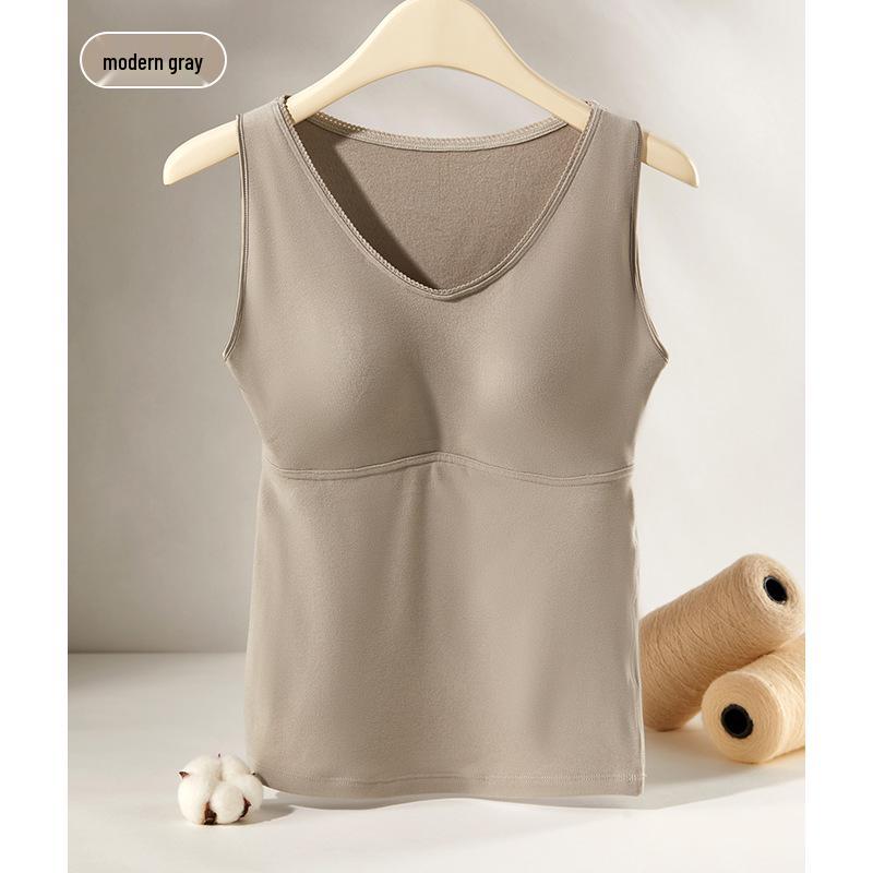 Women's Lyocell Warm Vest with Integrated Bra - Slimming Autumn/Winter Base Layer