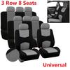 Universal 3-Row 8 Seats Car Auto Seat Covers for Auto Vehicle Sedan SUV Van Truck  GRAY/BLACK