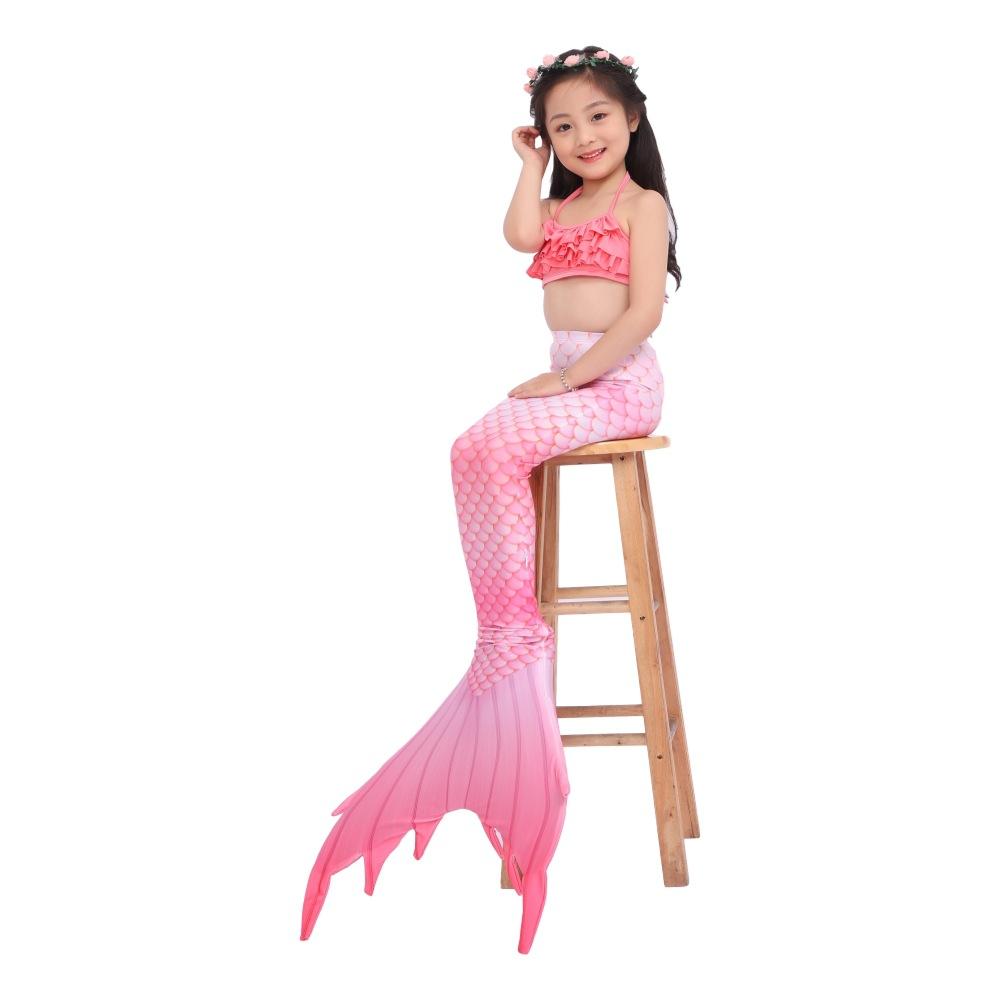 Costume da bagno da sirena per bambini, top a fascia da sirena, coda di pesce, vestito da principessa per bambine