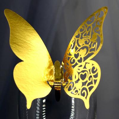 Högkvalitativa 50 st Platshållare Fjärilsbordskort Ihålig Skärning Vinglasdekoration Premium Bröllopsfesttillbehör