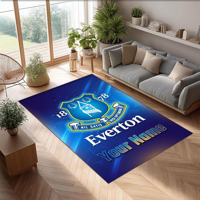 Everton FC Printed Crystal Velvet Rug Non‑Slip Crystal Velvet Carpet For Sofa Bedroom Indoor Home Decoration