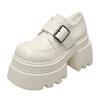 Fashion 10CM Heels Buckle Casual Leather Shoes New 2025 Spring Women Chunky Sneakers Comfortable Pumps High Platform Walking Shoes Woman