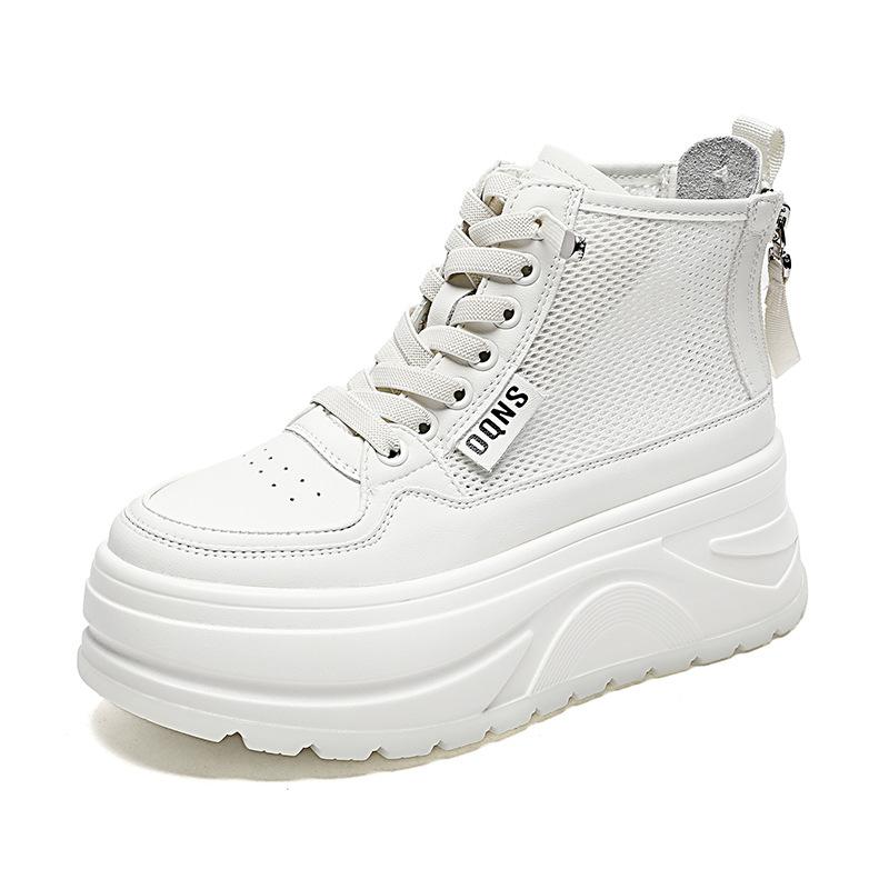 Thick-soled Muffin High-top Shoes New Mesh Breathable Casual Comfortable Small Board Shoes In Summer