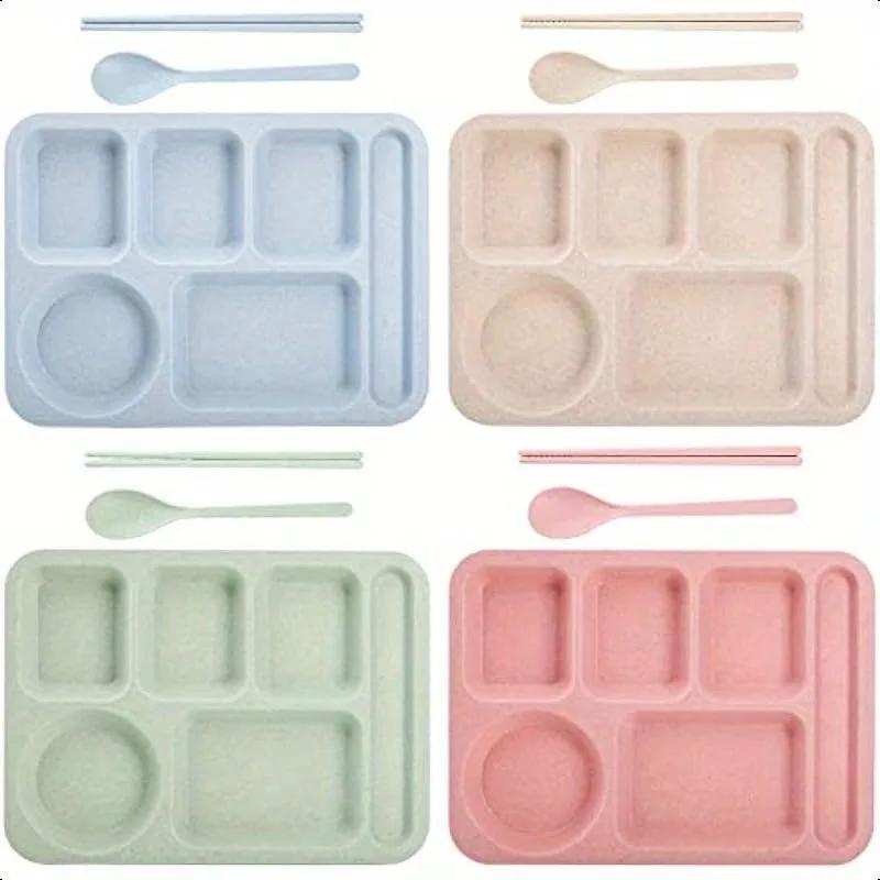 1 Plastic Dinner Plate Made of Wheat Straw, School Lunch Tray Suitable for Adults, Microwave and Dishwasher Safe