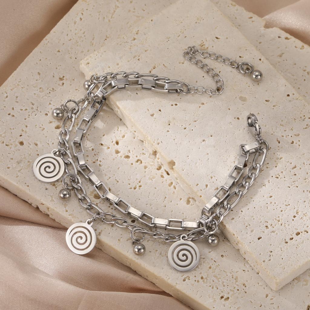 Cazador Spiral Swirl Charm Bracelet Stainless Steel Jewelry Paper Clip Chain Bracelets for Women Gift 2025 Trend Wholesale New