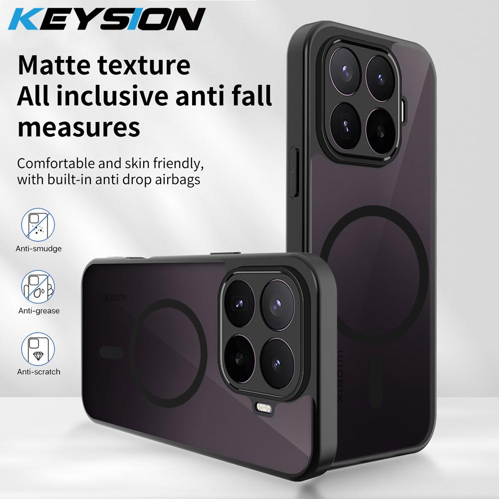 KEYSION Magnetic Phone Case for Xiaomi 17T Pro 5G Silicone+PC Matte Translucent Black Shockproof Cover for Xiaomi 17T 17T Pro