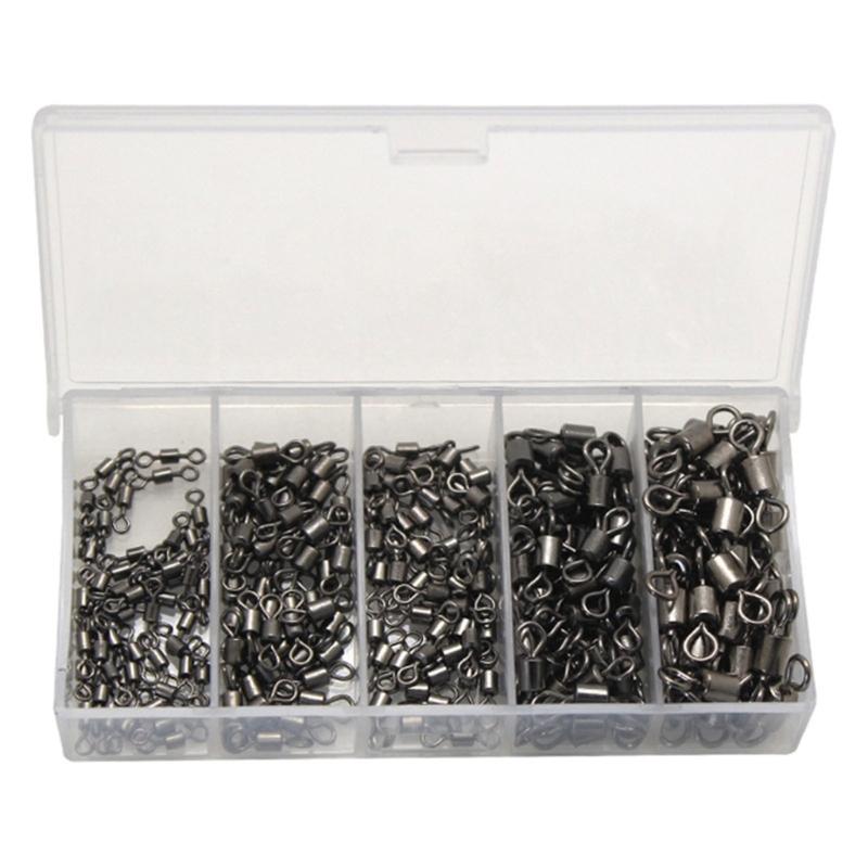250pcs High Strength Fishing Barrels Swivels Rolling Fishing Tackle Line Connector Swivels Fishing Tackle Tool Enduring