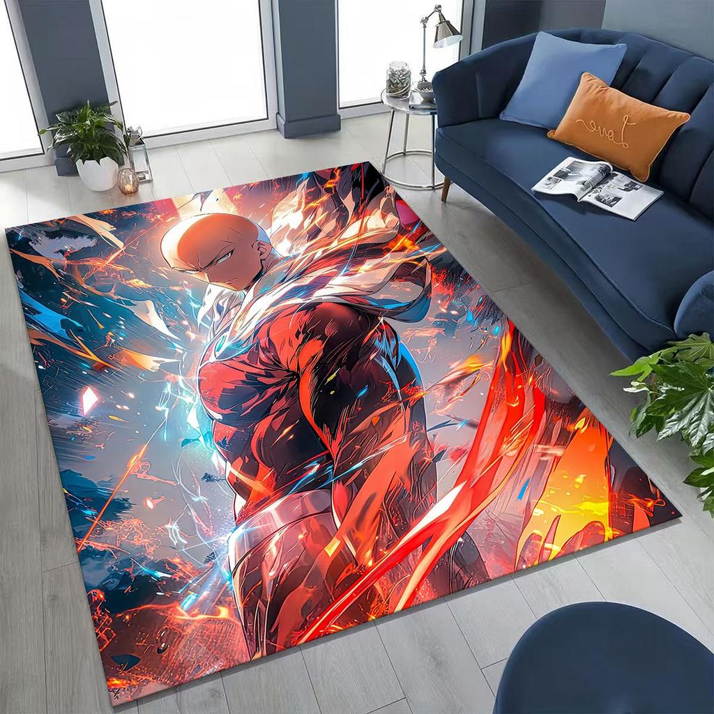 Anime One Punch Man Saitama Cartoon Cartoon Rug for Bedroom Living Room Sofa Home Doormat Decor,Kids Play Non-slip Floor Mat