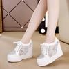 Luxury Wedge Women Shoes Mesh Sneakers Crystal Shoes for Women Trendy Flowers Patten Designer Shoes Height Increased Ladies Shoe
