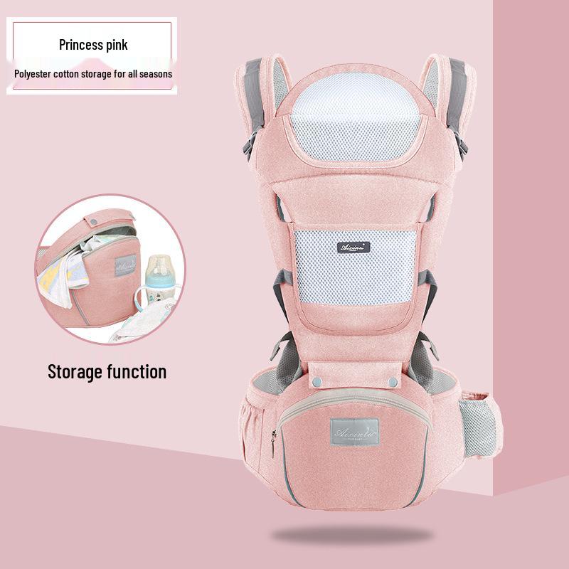 Foldable Baby Carrier Waist Stool: Dual-Use, Breathable & Portable, Front and Back Double Shoulder Baby Holder.