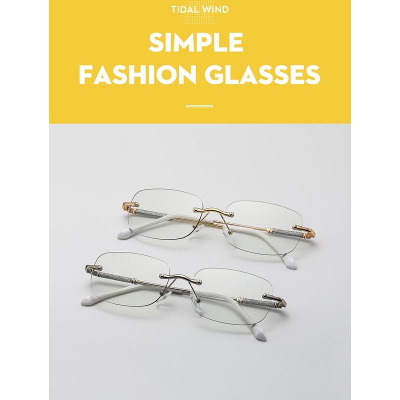 Women's sunglasses - unisex fashion rimless metal photochromic sunglasses