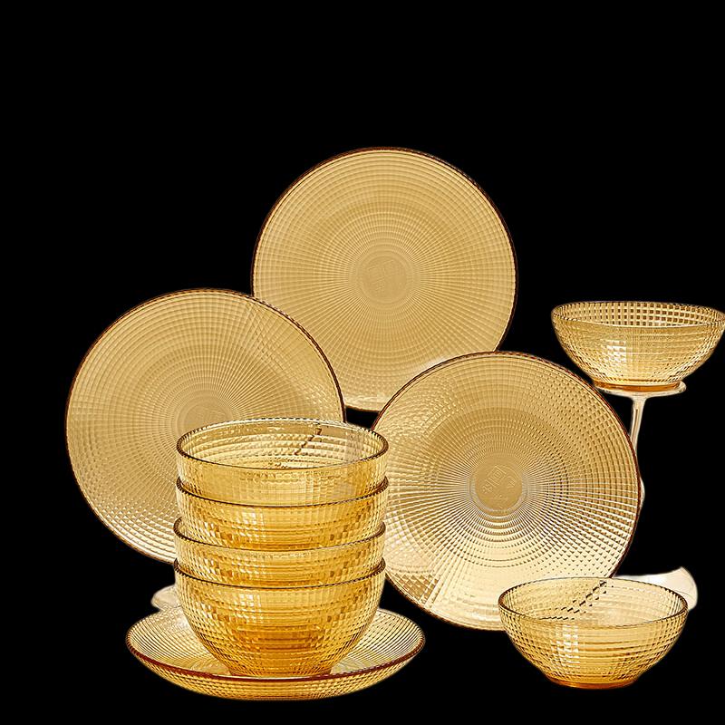 Royalstar Amber Polka Dot 10-Piece Glass Dinnerware Set