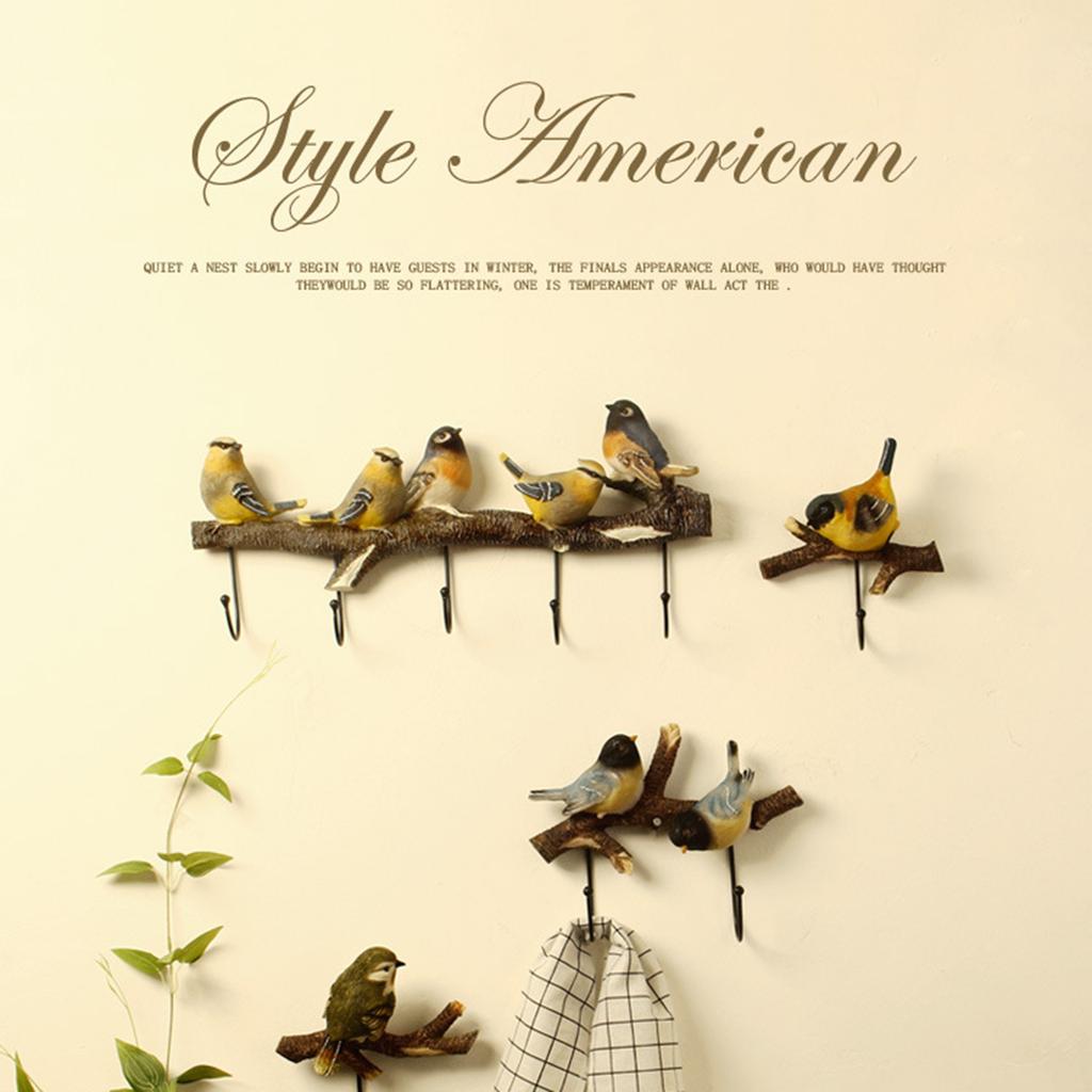 Wall Mounted Clothes Hook Bird Decoration Entryway Key Holder Wall Decorative Coat Hooks