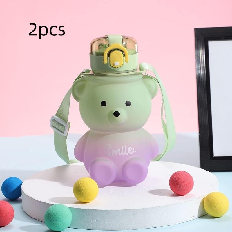 

2pcs/Cartoon Bear Straw Cup, Children s Water Cup, Cute Shape, Portable Drinking Cup
