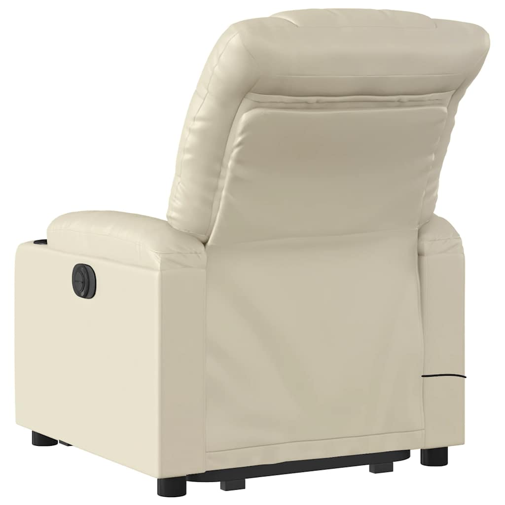 Massage Recliner with Rising Function Cream Faux Leather
