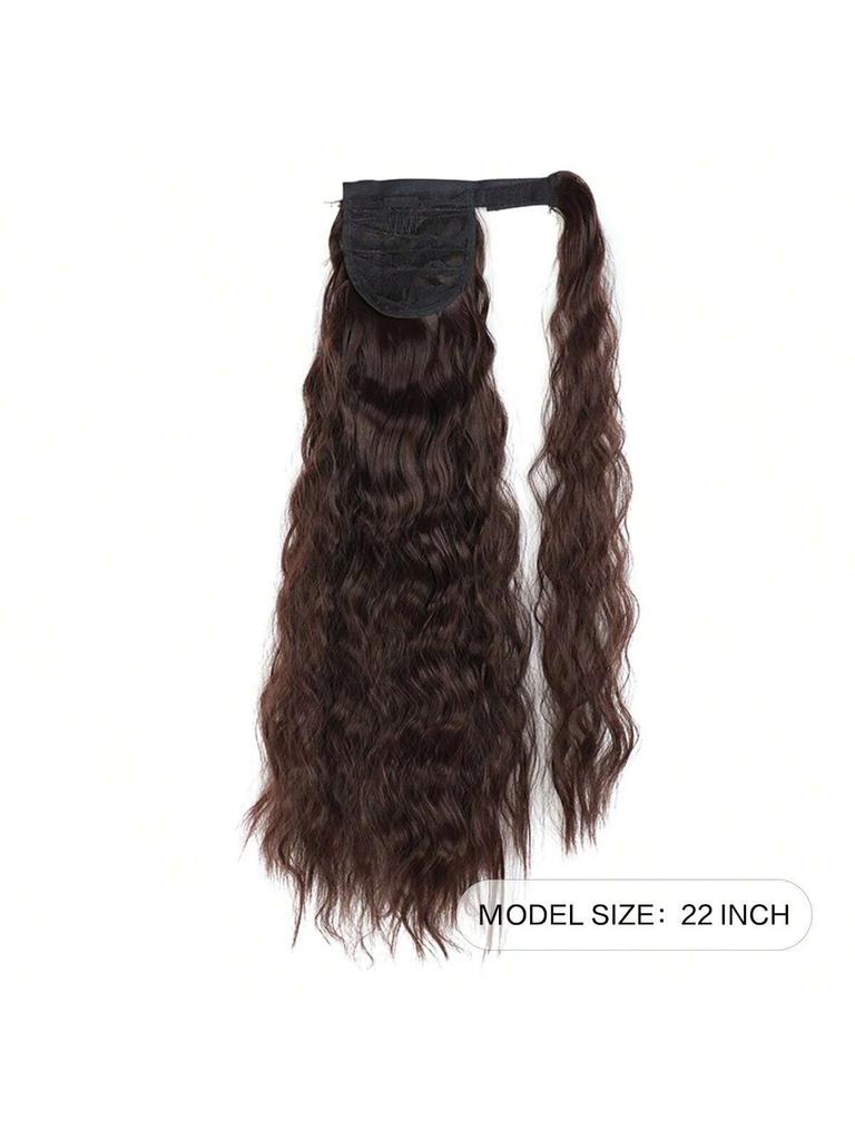 Synthetisches langes Mais-Wellen-Pferdeschwanz-Haarteil zum Aufwickeln, Haarspange, Ombre-Braun-Blond-Haarverlängerungen, Pferdeschwanz