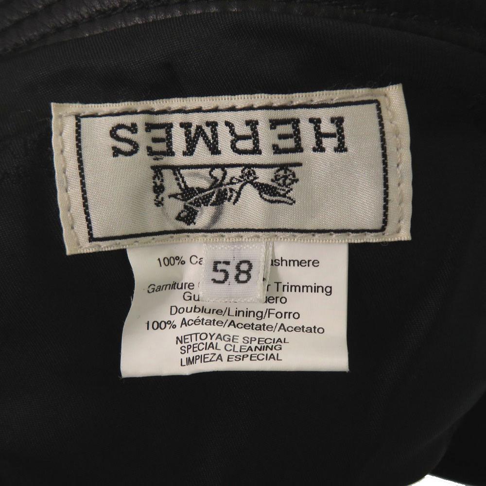 Used AUTHENTIC HERMES Bucket Hat Size58 Brown Black Cashmere Leather