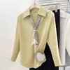 Women's Satin Long Sleeve Ribbon Shirt - French Chic 2025 Autumn Collection