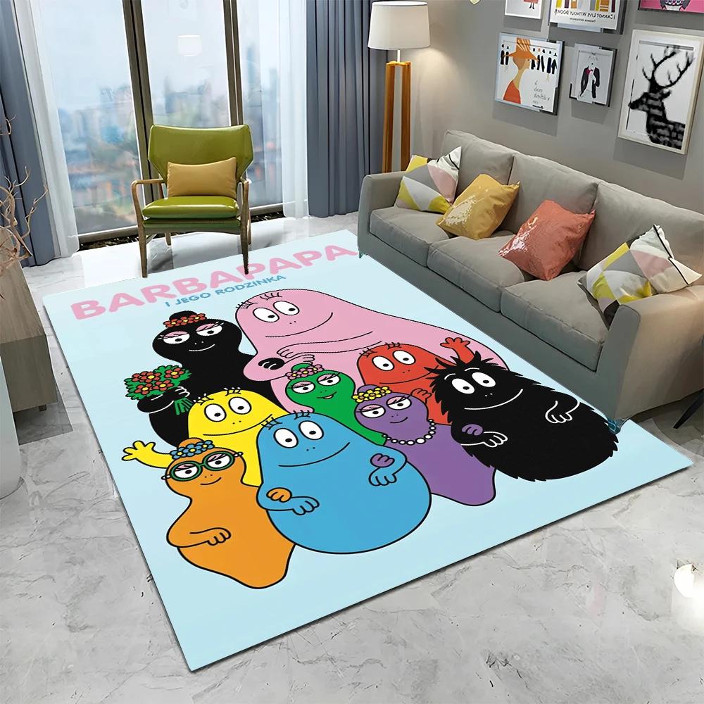 Tappeto Cartoon Anime Famiglia Barbapapa per Casa Soggiorno Camera da Letto Divano Zerbino Decorazione, Tappeto per Area Bambini Tappetino Antiscivolo