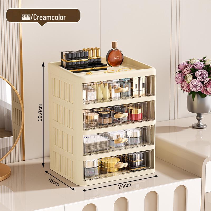 Organizador Cosmético e de Papelaria Multicamadas com Tampa Plana Branca - Caixa de Armazenamento à Prova de Pó para Cuidados com a Pele e Batons.