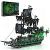 JMBricklayer Pirate Ship Blocks with LED Lights - Flying Dutchman Ghost Ship - Adult Model Ship - Home Decor, Halloween, Birthday Gift, Toy