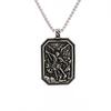 Vintage European and American Titanium Steel Necklace Jewelry Men's Stainless Steel Square Angel Guardian Old Pendant Sweater Chain