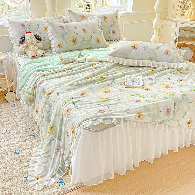 Ultraweiche Sommerkühlsteppdecke - Leicht, atmungsaktiv und hautfreundlich mit geprägtem floralem Druckdesign für alle Jahreszeiten