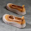 Johnature Loafers Valódi bőr vastag talpú felcsúsztatható cipők kerek orrú sekély női lapos cipők