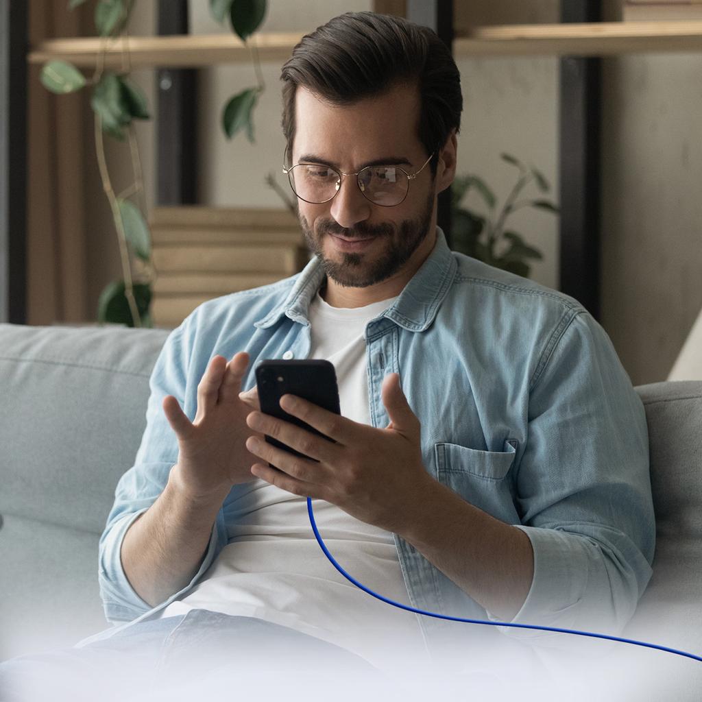 USB-C Braided Cable - USB-C 60W 1.5m - Blue