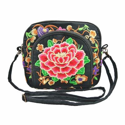 Lawnspet Women's Floral Embroidered Shoulder Bag, Small Mini Bag, Lightweight, Crossbody, Smartphone Pouch, Shoulder Pouch, Smartphone Bag (Red)