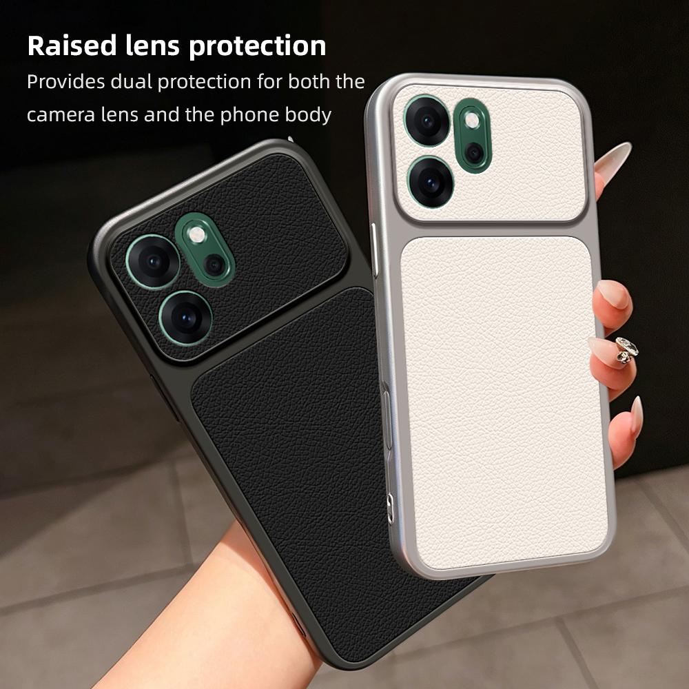 For Oppo Reno13 F Case Oppo Reno14 F Cover Leather Case Luxury Lens Protection Case Protect Matte leather Back Cover