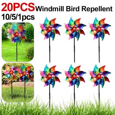 20-1 τεμ. Bird Repeller Wind Spinner Pinwheels Reflective Bird Deterrent Ανεμόμυλος Απωθητικό Διακόσμηση εξωτερικού κήπου Παγίδα πουλιών