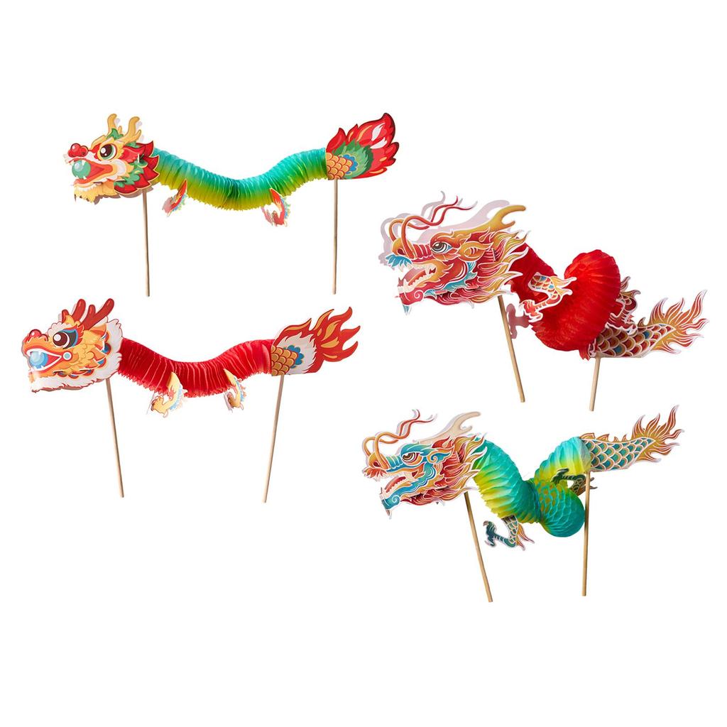 Chinese New Year Dragon Garland DIY Kids Toy Handmade Hanging Decoration for Wedding Lunar New Year Shops Home Spring Festival