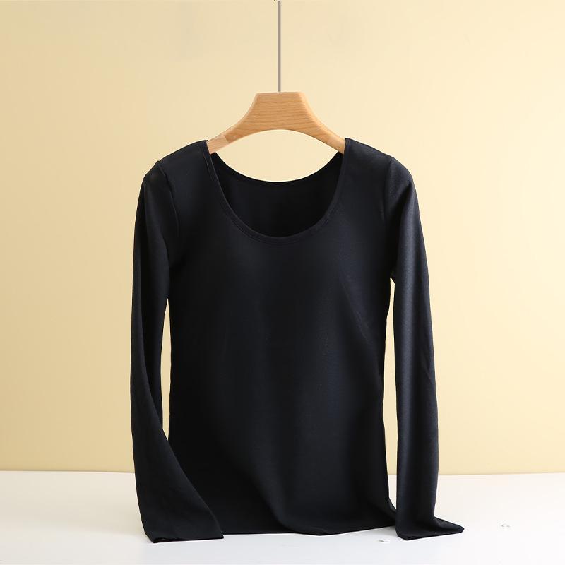 

Женское термобелье из немецкого бархата с нагрудными вкладышами: Приталенный крой, плотный бархатный топ с длинными рукавами для осени и зимы M, 37.5-47.5 kg