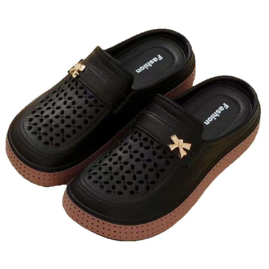 Flat Heel Headed Slippers Thick Bottom Outdoor Wear Women's Slippers Fashionable Clog Shoes Comfortable EVA Material