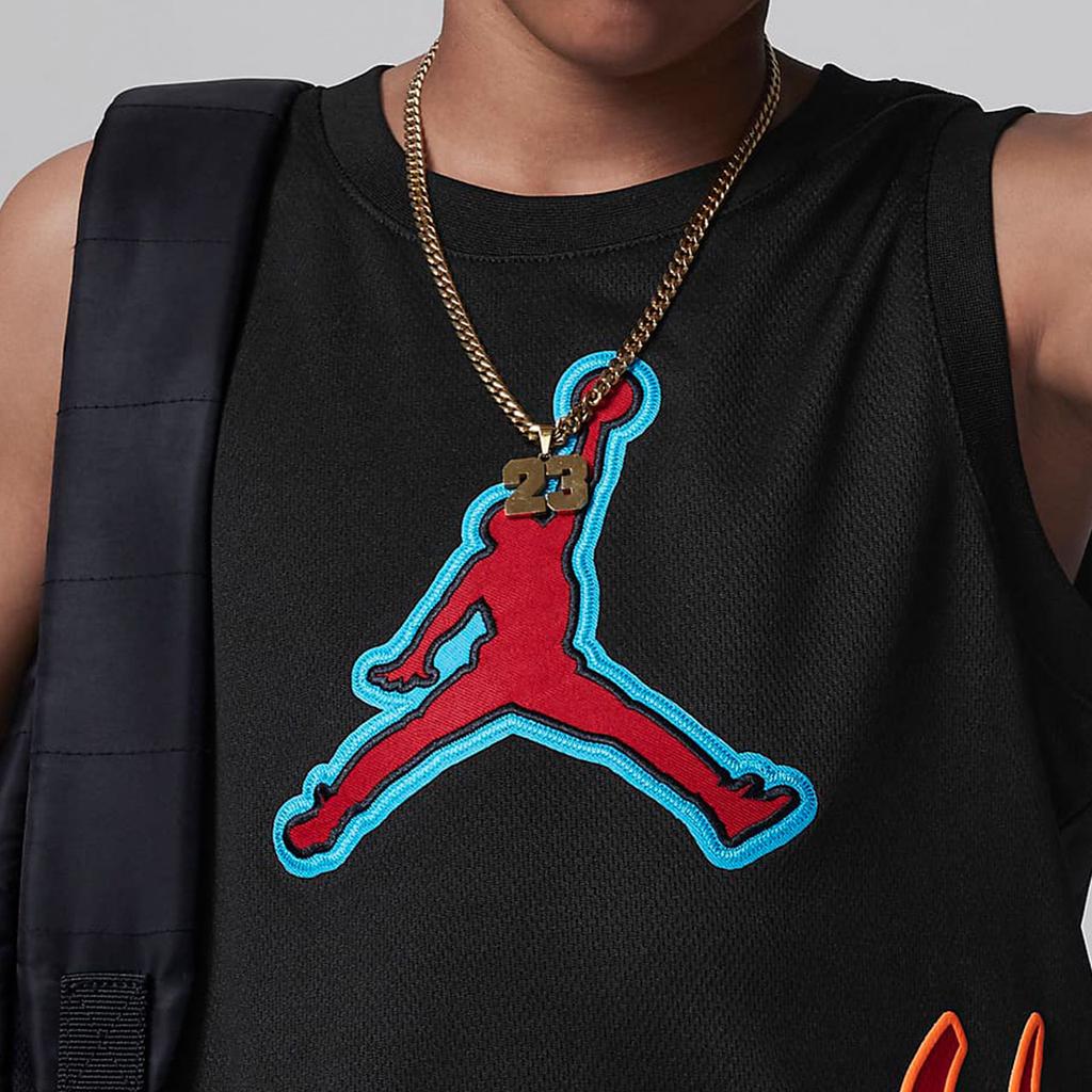 Jordan Patch Pack Logo Print Sleeveless Sports Jersey Kids basketball Black FV2695-010