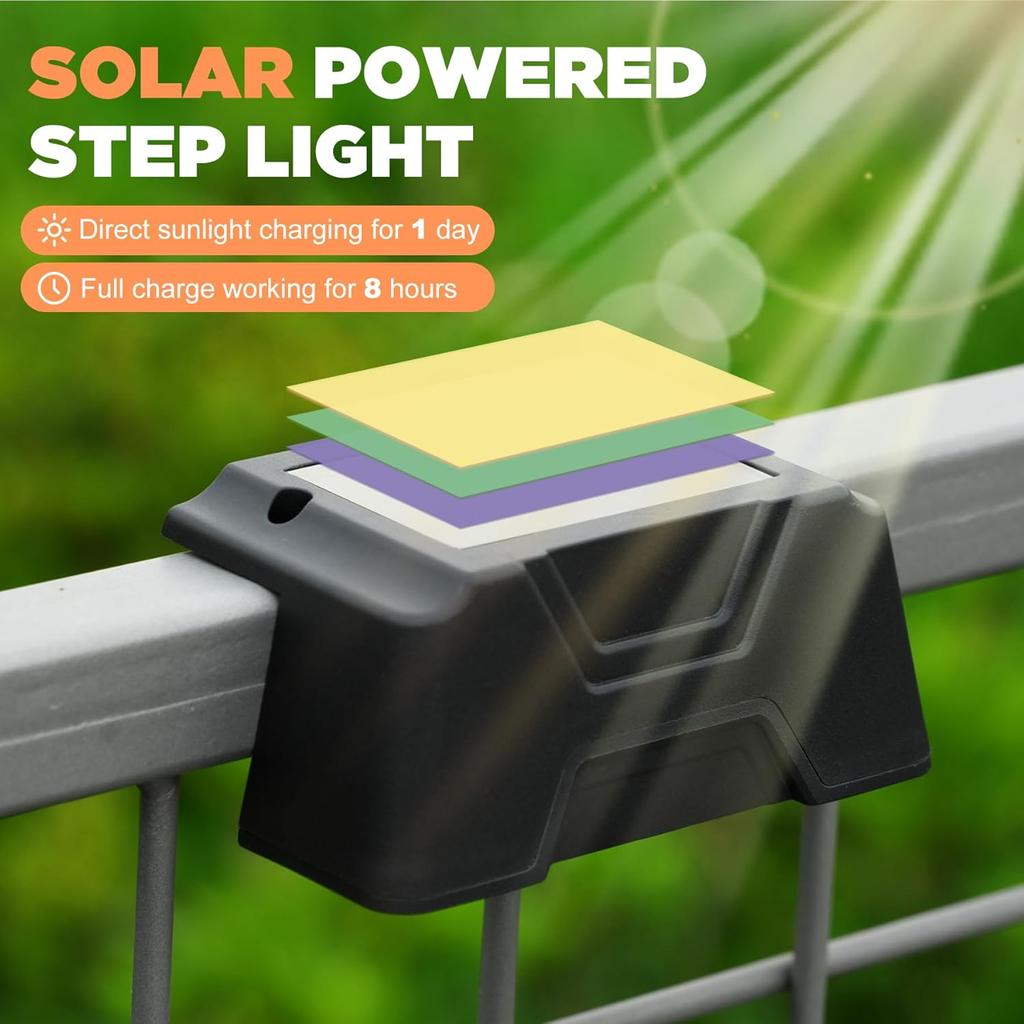 Outdoor Solar Step Lights Solar Wireless Wall Mount Lights IP65 Waterproof Lamps Fence Light Garden Decoration Lamp for Yard