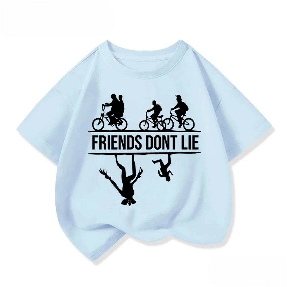 Trendy Kids Short Sleeve T Shirt Stylish Stranger Things Crew Neck Street Fashion Summer Casual Wear For Children 3 14Y