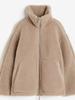 Women's White Faux Fur Longline Coat, Thick Plush Teddy Jacket, Winter Warm Outerwear